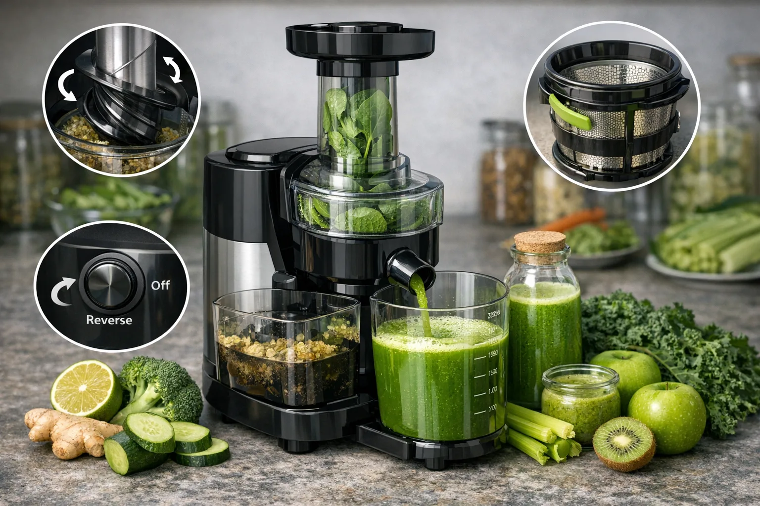 Entsafter fuer gruene Smoothies und Gemuesesaefte: Spezielle Funktionen erklaert