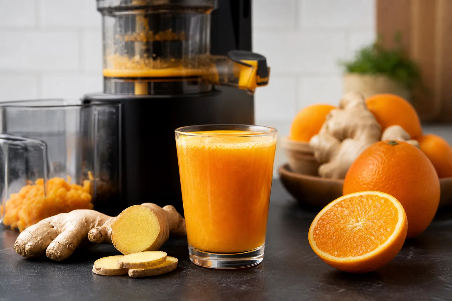 Orangen-Ingwer-Immunshot aus dem Entsafter